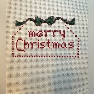 Merry Christmas counted, cross-stitch, Hand Completed, Cross Stitch panel